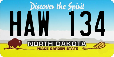 ND license plate HAW134