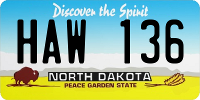 ND license plate HAW136