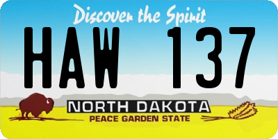 ND license plate HAW137