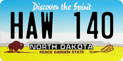 ND license plate HAW140