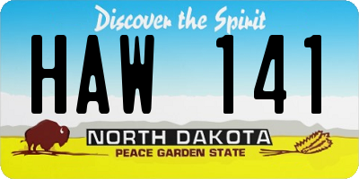 ND license plate HAW141