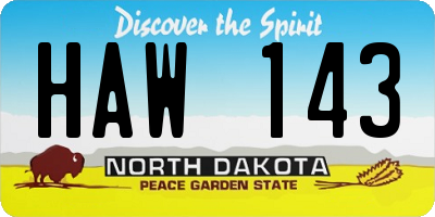 ND license plate HAW143