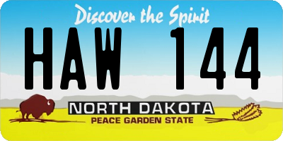 ND license plate HAW144