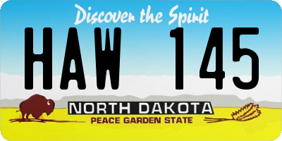 ND license plate HAW145