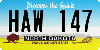 ND license plate HAW147