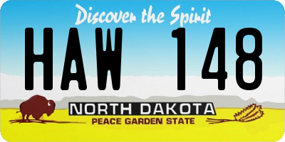 ND license plate HAW148