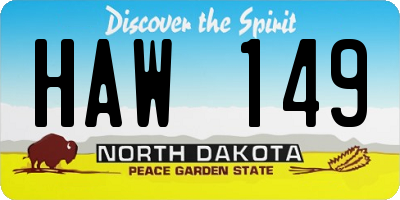 ND license plate HAW149