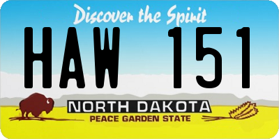 ND license plate HAW151