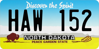 ND license plate HAW152