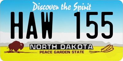 ND license plate HAW155
