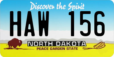 ND license plate HAW156