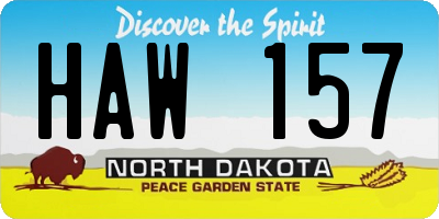 ND license plate HAW157