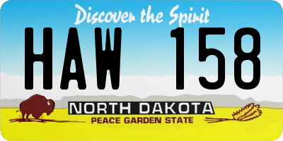 ND license plate HAW158