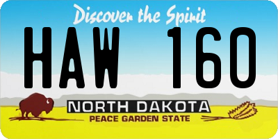 ND license plate HAW160