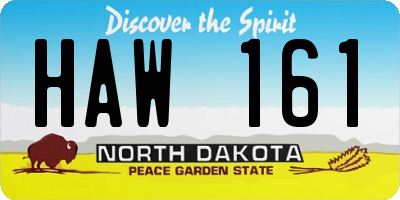 ND license plate HAW161