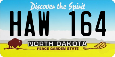 ND license plate HAW164