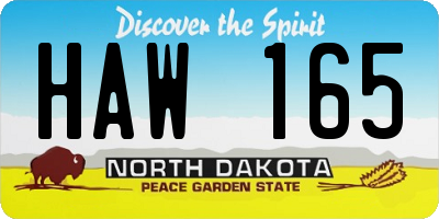 ND license plate HAW165