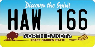 ND license plate HAW166