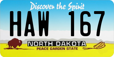 ND license plate HAW167