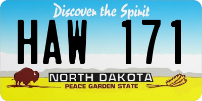 ND license plate HAW171