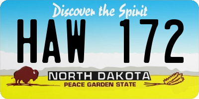 ND license plate HAW172