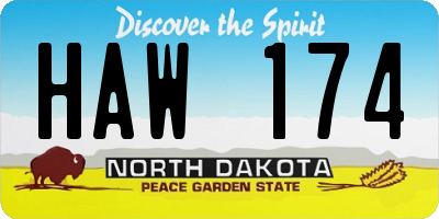 ND license plate HAW174