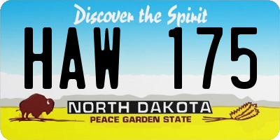 ND license plate HAW175