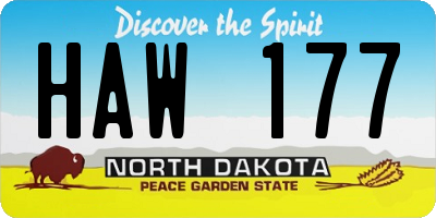 ND license plate HAW177