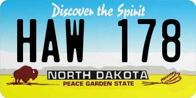 ND license plate HAW178