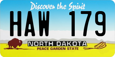 ND license plate HAW179