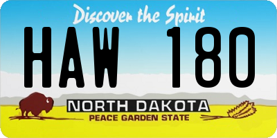 ND license plate HAW180