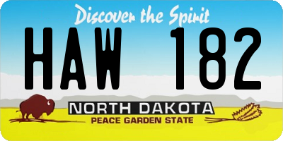 ND license plate HAW182