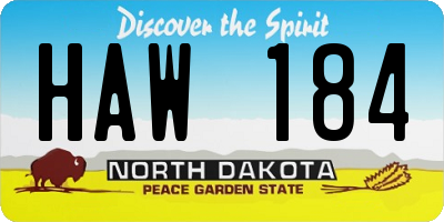 ND license plate HAW184