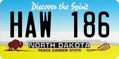 ND license plate HAW186