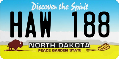 ND license plate HAW188