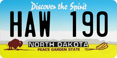 ND license plate HAW190