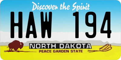 ND license plate HAW194