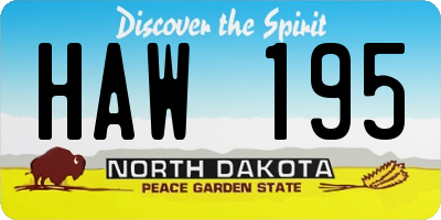 ND license plate HAW195