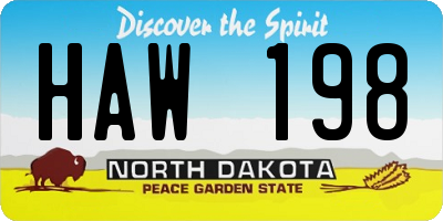 ND license plate HAW198