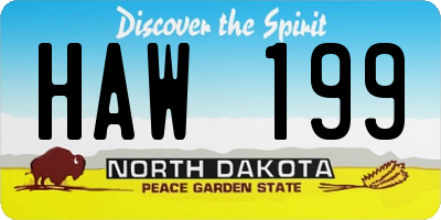 ND license plate HAW199