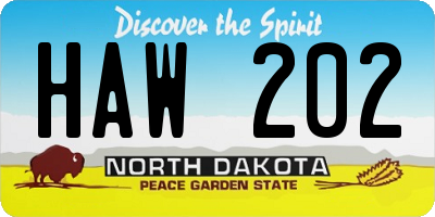 ND license plate HAW202