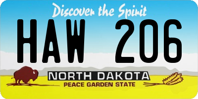 ND license plate HAW206