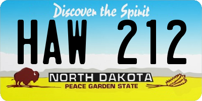 ND license plate HAW212