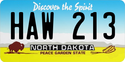 ND license plate HAW213