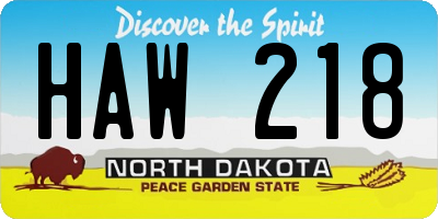 ND license plate HAW218