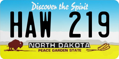 ND license plate HAW219