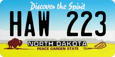 ND license plate HAW223