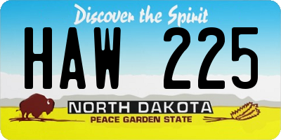 ND license plate HAW225