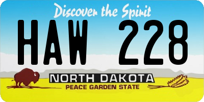 ND license plate HAW228