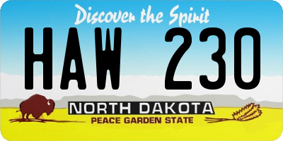 ND license plate HAW230